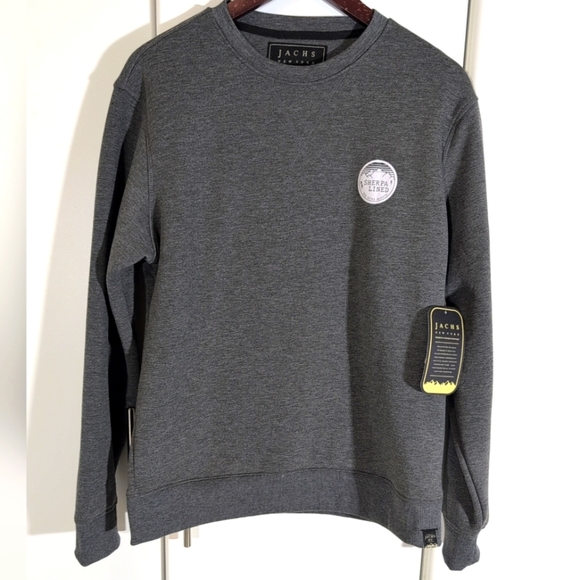 Jachs New York Crewneck Pullover Sweater Small Gray Stretch Sherpa Lined - Picture 1 of 10